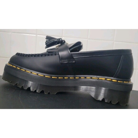 Doc Martens Adrian Quad Leather Platform Tassel Yellow Stitch Loafers M9 W10 - Picture 11 of 13